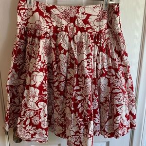 Red with cream floral  patterns